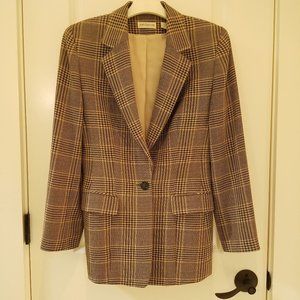 Ann Taylor Plaid Blazer - Brown and Cream